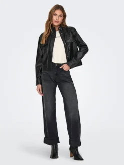 Outlet ONLELLA Mellemhøj talje Wide leg fit Jeans Dame Jeans|Jeans