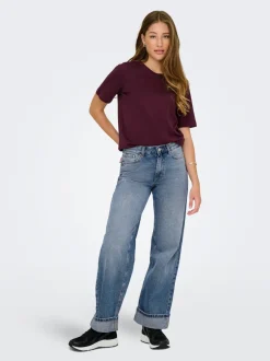 Discount ONLELLA Mellemhøj talje Wide leg fit Jeans Dame Jeans|Jeans