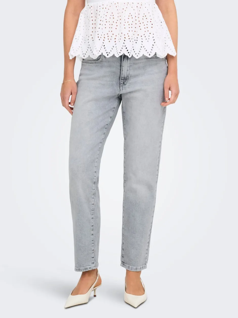 Hot ONLEMILY Høj talje Straight fit Ankellængde Jeans Dame Jeans|Jeans