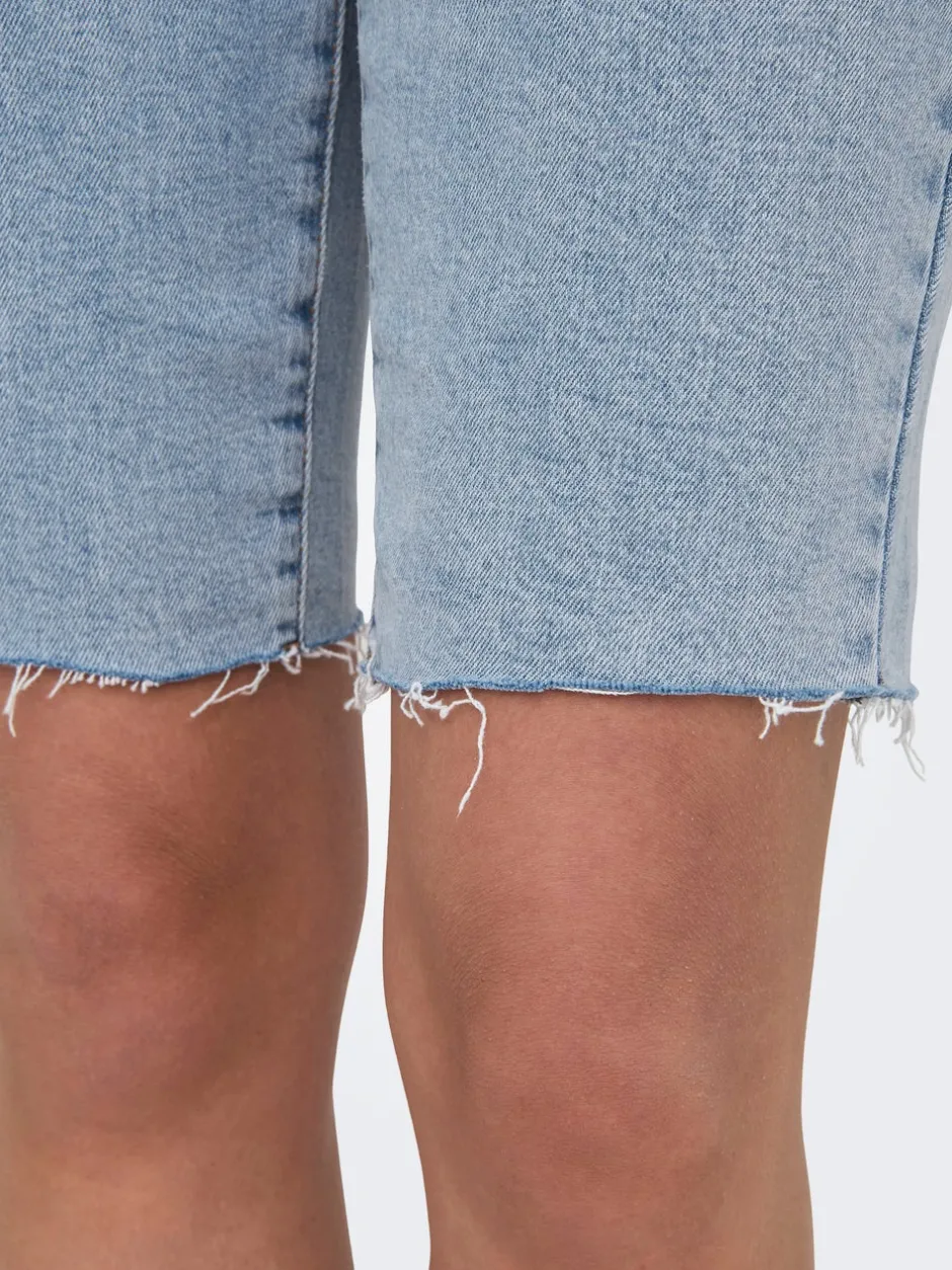 Clearance ONLEMILY Høj talje Straight fit Denim-shorts Dame Shorts|Double Denim