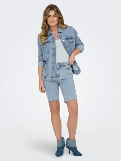 Clearance ONLEMILY Høj talje Straight fit Denim-shorts Dame Shorts|Double Denim