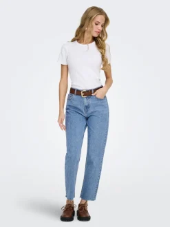 Clearance ONLEMILY Høj talje Straight fit Cropped Jeans Dame Jeans|Jeans