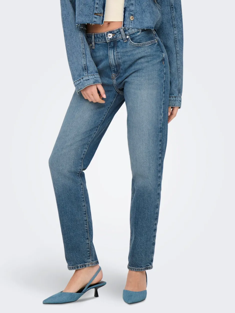 Online ONLEMILY Høj talje Straight fit Ankellængde Jeans Dame Jeans|Jeans