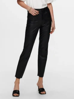 Clearance ONLEMILY Regular fit Coatede læderbukser Dame Bukser