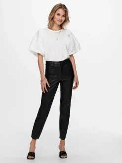 Clearance ONLEMILY Regular fit Coatede læderbukser Dame Bukser