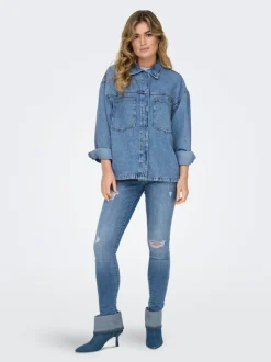 Hot ONLEMMIE Denim-skjorte Dame Double Denim|Skjorter