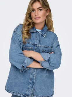 Hot ONLEMMIE Denim-skjorte Dame Double Denim|Skjorter