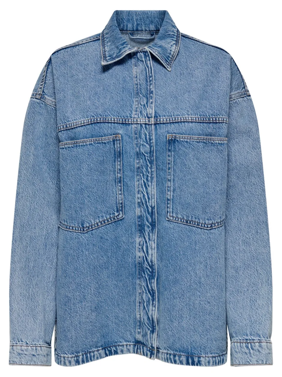 Hot ONLEMMIE Denim-skjorte Dame Double Denim|Skjorter