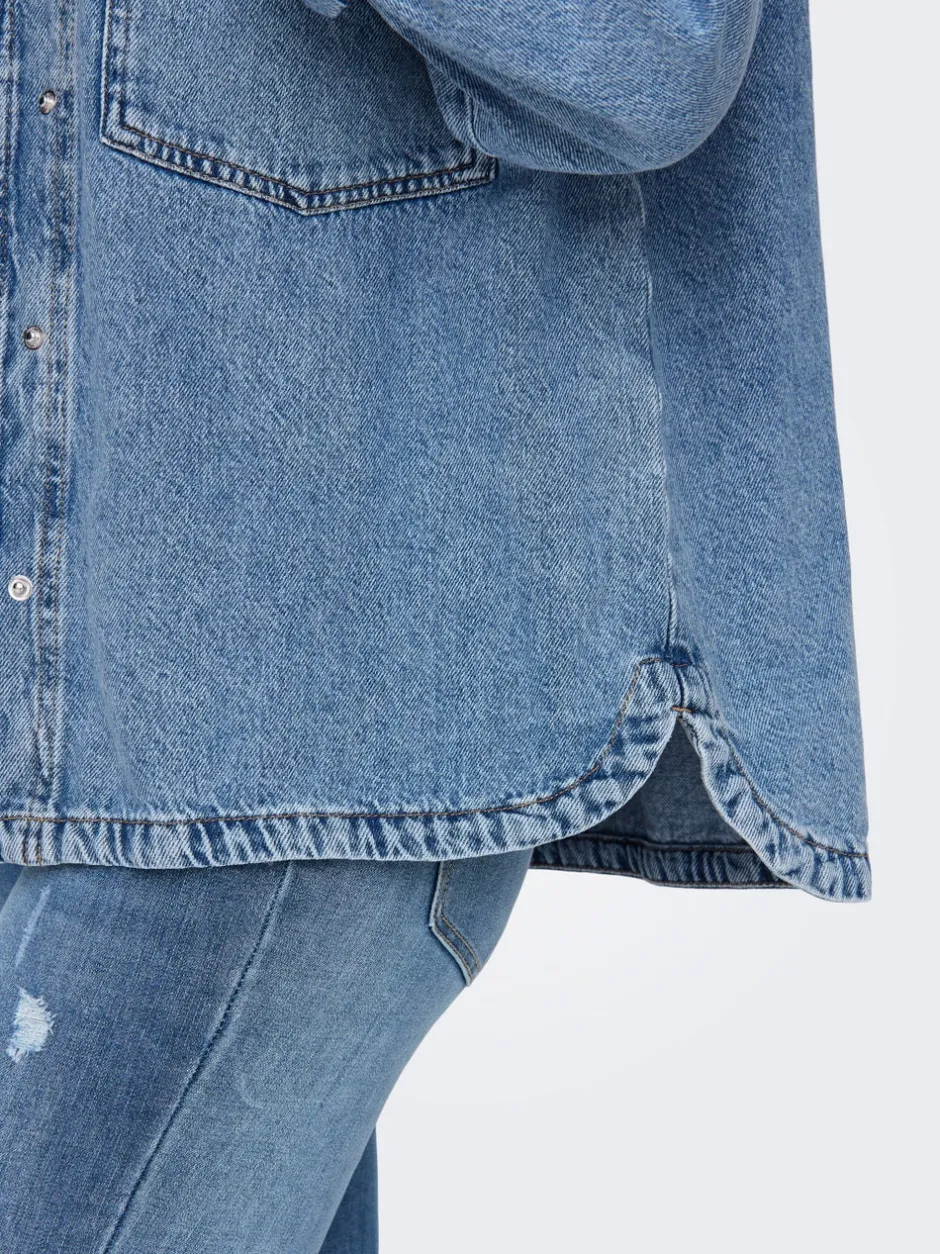 Hot ONLEMMIE Denim-skjorte Dame Double Denim|Skjorter