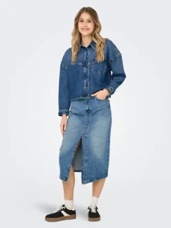 Discount ONLENYA Denim Denim-nederdel Midinederdel Dame Nederdele|Denimnederdele