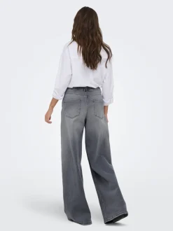 Online ONLFRANCESCA Mellemhøj talje Wide leg fit Jeans Dame Jeans|Jeans