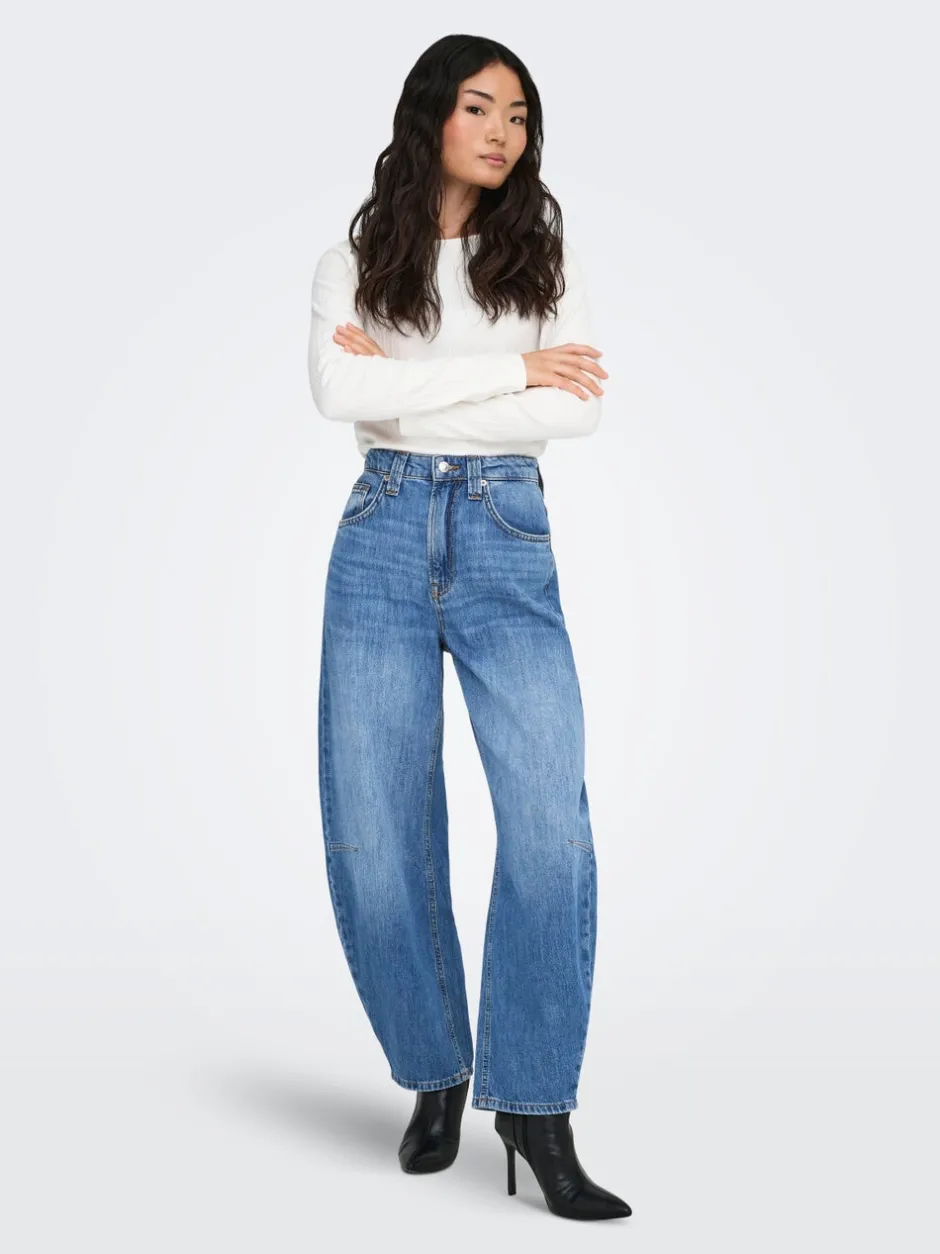 Sale ONLFRANKIE Høj talje Barrel fit Ankellængde Jeans Dame Jeans|Jeans