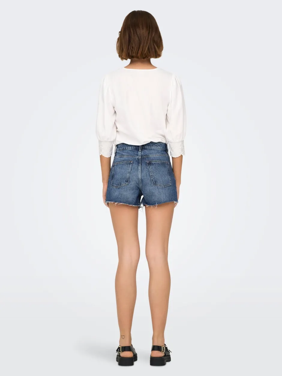 Outlet -ONLGABI Høj talje Regular fit Denim-shorts Dame Shorts|Double Denim