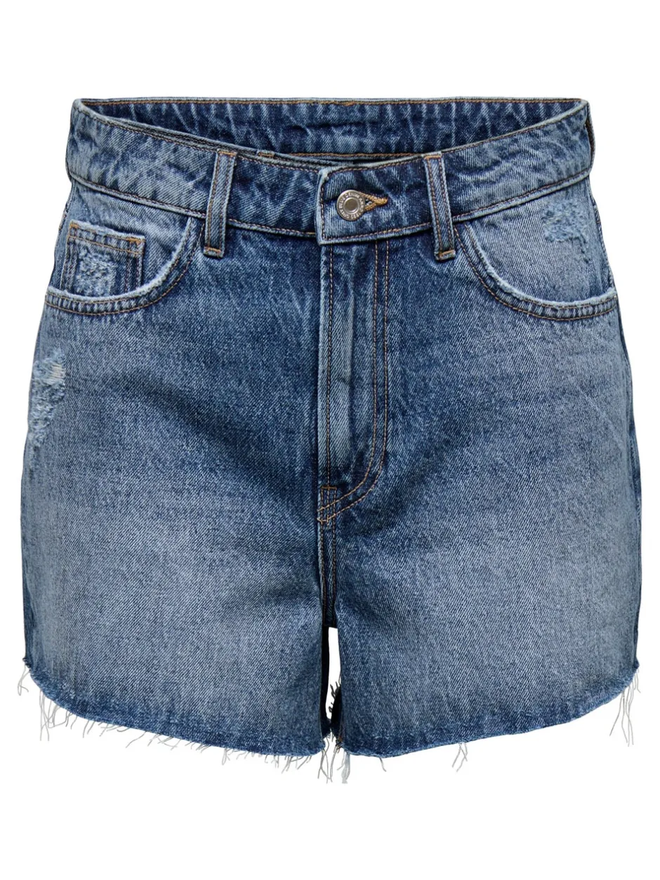Outlet -ONLGABI Høj talje Regular fit Denim-shorts Dame Shorts|Double Denim