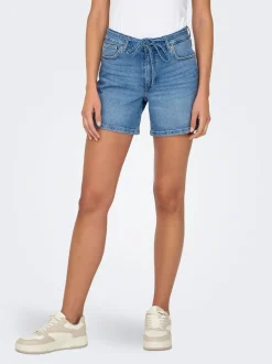 Outlet ONLGIANNA Mellemhøj talje Regular fit Denim-shorts Dame Shorts|Double Denim