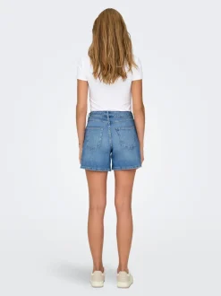 Outlet ONLGIANNA Mellemhøj talje Regular fit Denim-shorts Dame Shorts|Double Denim