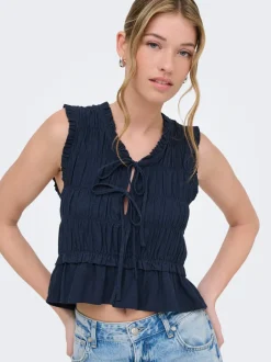 Hot ONLGOA Hør Bluse Dame Toppe