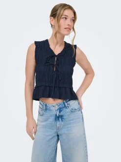 Hot ONLGOA Hør Bluse Dame Toppe