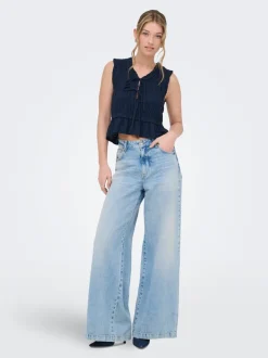 Hot ONLGOA Hør Bluse Dame Toppe