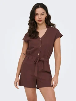 Best ONLGOA Hør Playsuit Dame Jumpsuits