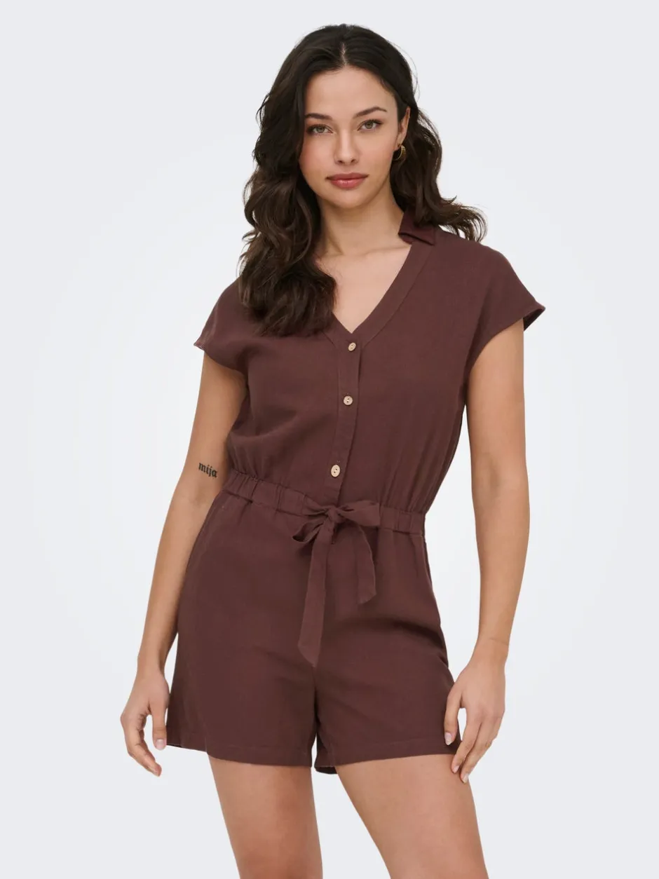 Best ONLGOA Hør Playsuit Dame Jumpsuits