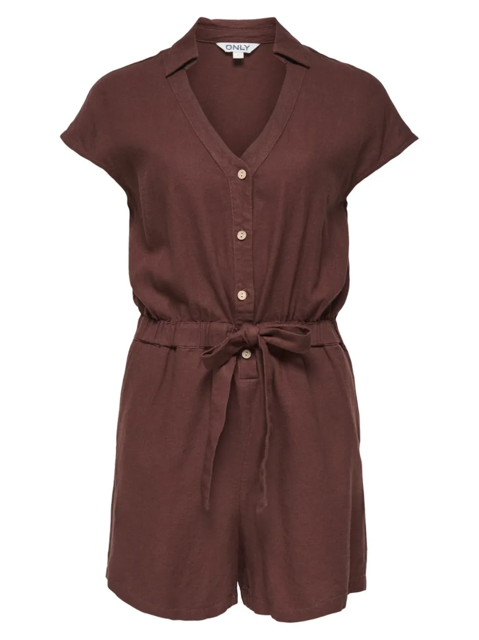 Best ONLGOA Hør Playsuit Dame Jumpsuits