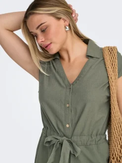 Discount ONLGOA Hør Playsuit Dame Jumpsuits