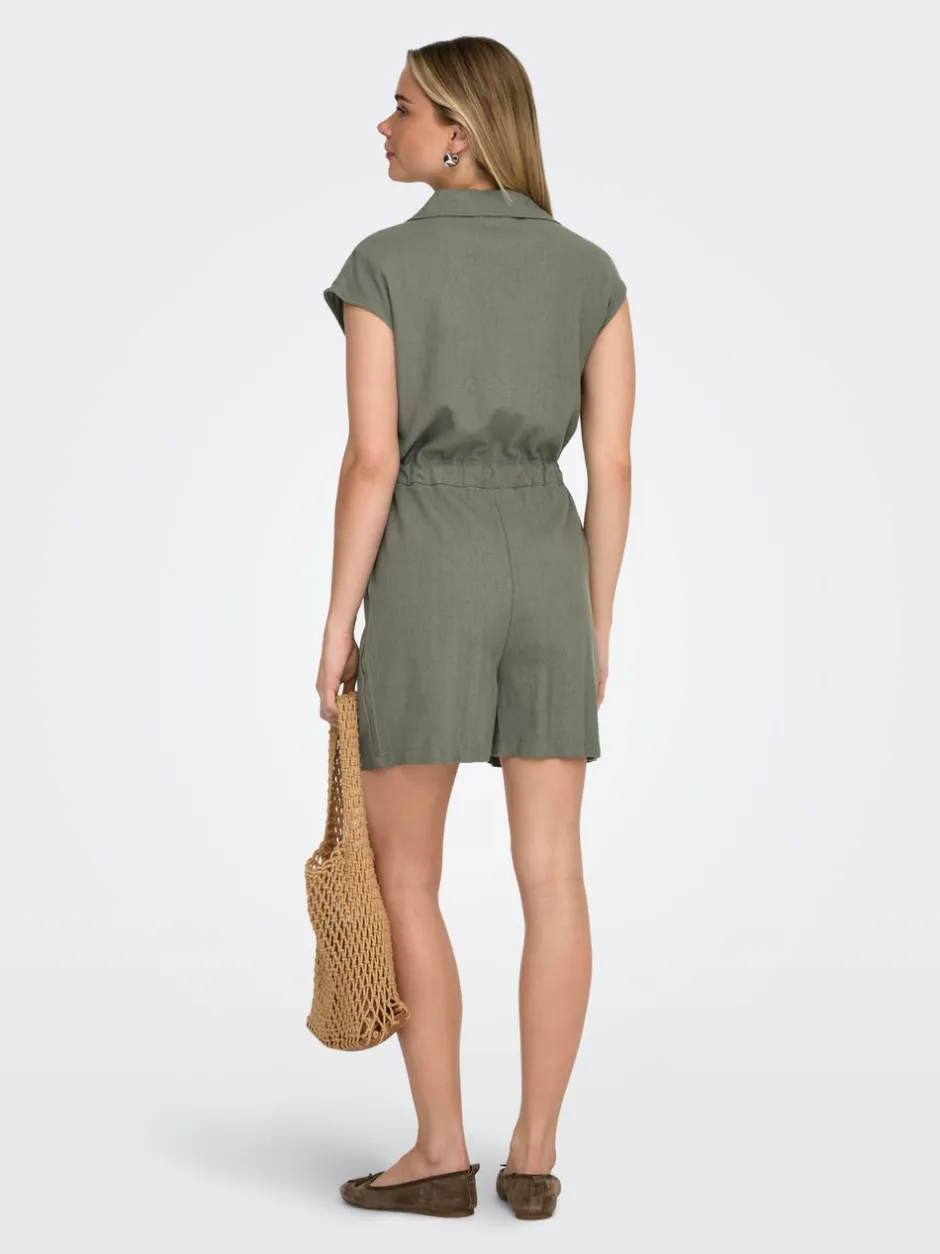 Discount ONLGOA Hør Playsuit Dame Jumpsuits