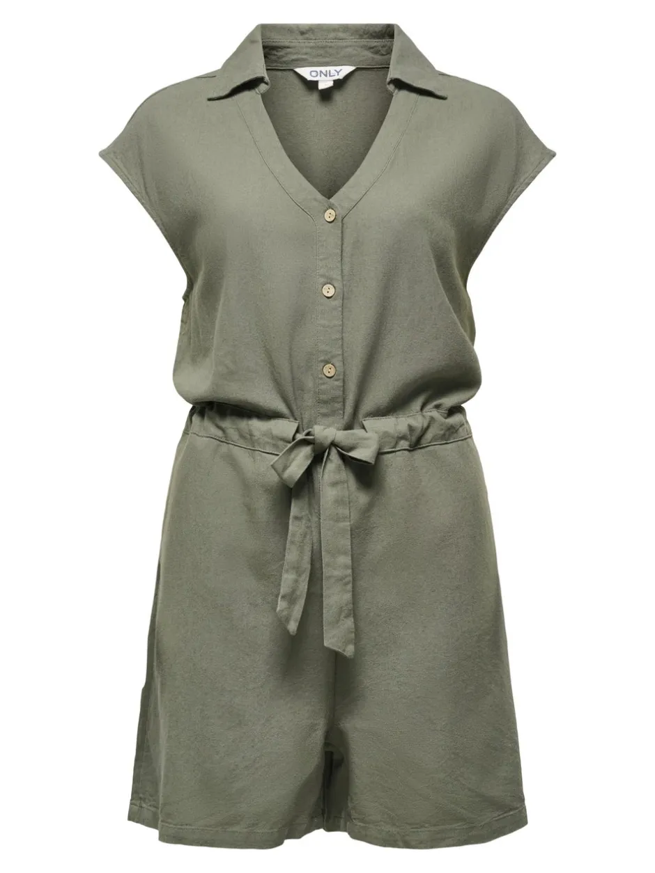 Discount ONLGOA Hør Playsuit Dame Jumpsuits