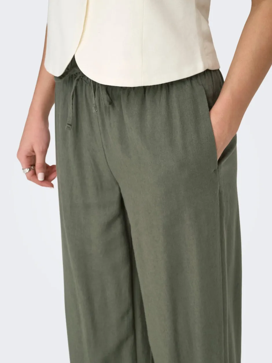 Clearance ONLGOA Straight fit Hør Bukser Dame Bukser