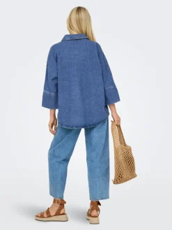 Sale ONLGRACE Denim-skjorte Dame Double Denim|Skjorter