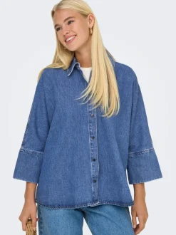 Sale ONLGRACE Denim-skjorte Dame Double Denim|Skjorter