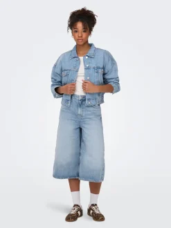 ONLHOPE Høj talje Cropped fit Lang Jeans Dame Shorts|Double Denim