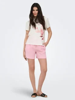 Discount ONLITA Høj talje Regular fit Hør Bermuda-shorts Dame Shorts