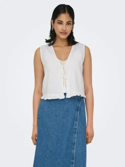 New ONLJAKIRI Hør Vest Dame Toppe
