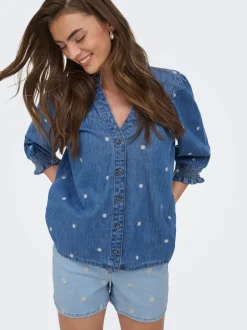 Clearance ONLJOSEPHINE Høj talje Loose fit Denim-shorts Dame Shorts|Double Denim