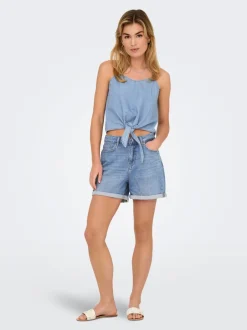 Online ONLJOSEPHINE Høj talje Regular fit Denim-shorts Dame Shorts|Double Denim