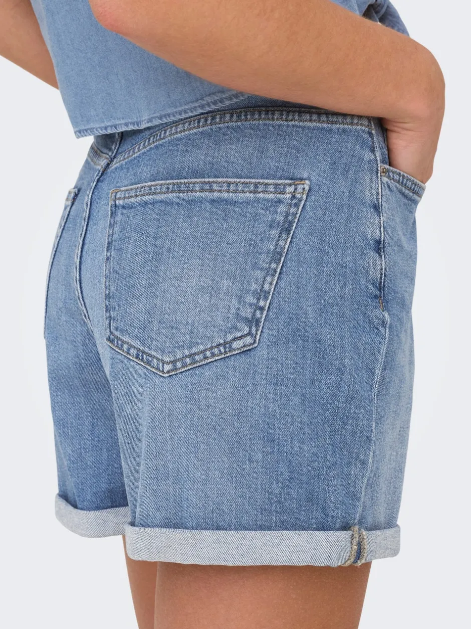 Online ONLJOSEPHINE Høj talje Regular fit Denim-shorts Dame Shorts|Double Denim