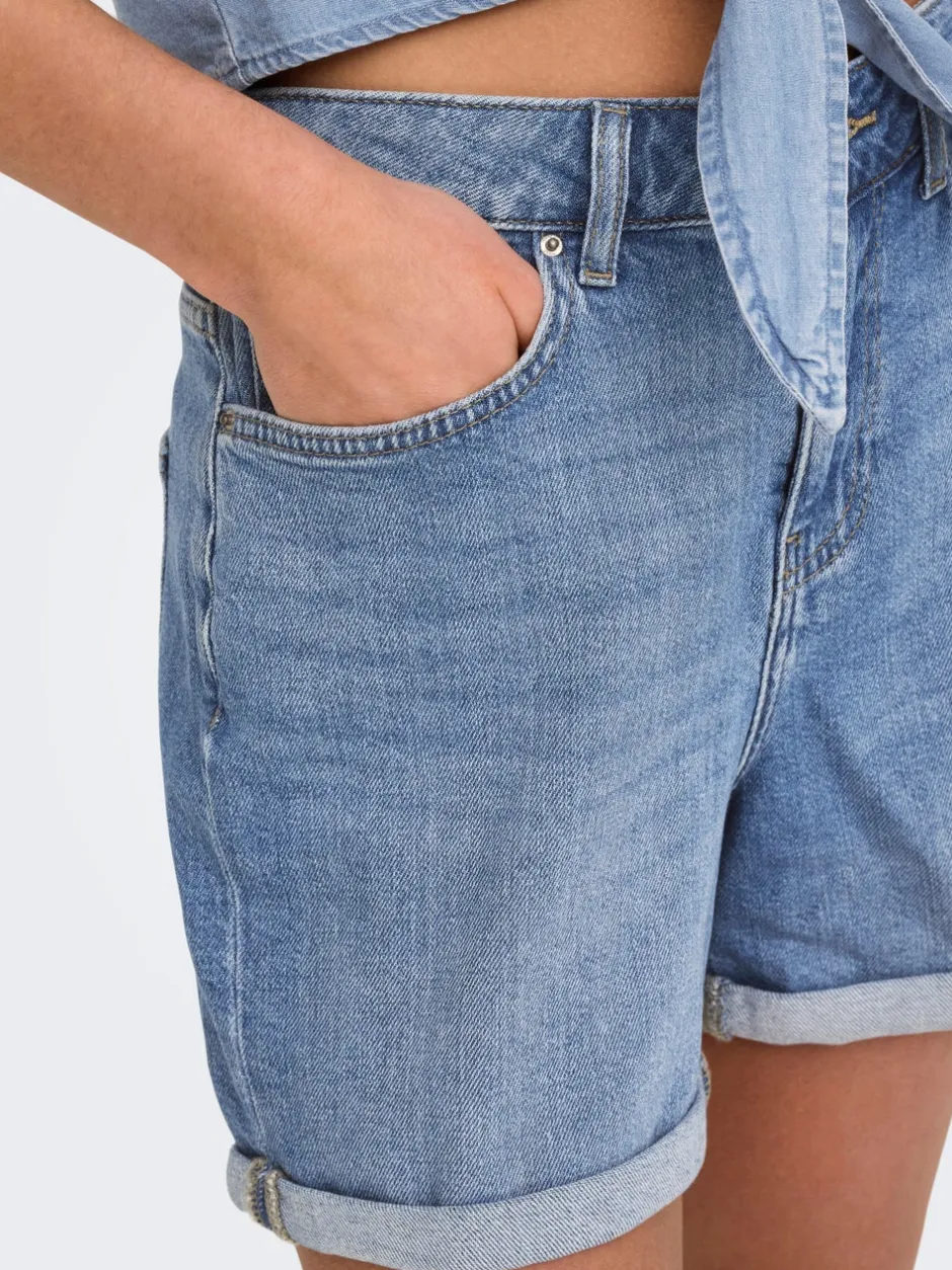 Online ONLJOSEPHINE Høj talje Regular fit Denim-shorts Dame Shorts|Double Denim