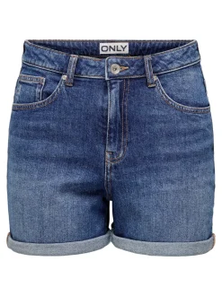 Sale ONLJOSEPHINE Høj talje Regular fit Denim-shorts Dame Shorts|Double Denim
