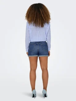 Sale ONLJOSEPHINE Høj talje Regular fit Denim-shorts Dame Shorts|Double Denim