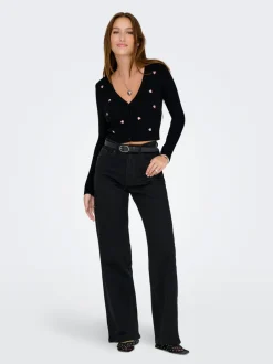 Best ONLJUICY Høj talje Wide leg fit Jeans Dame Jeans|Jeans