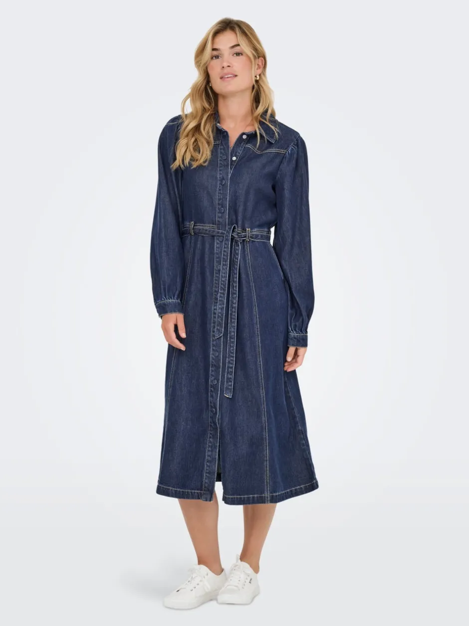Clearance ONLJULIE Midikjole Dame Kjoler|Double Denim