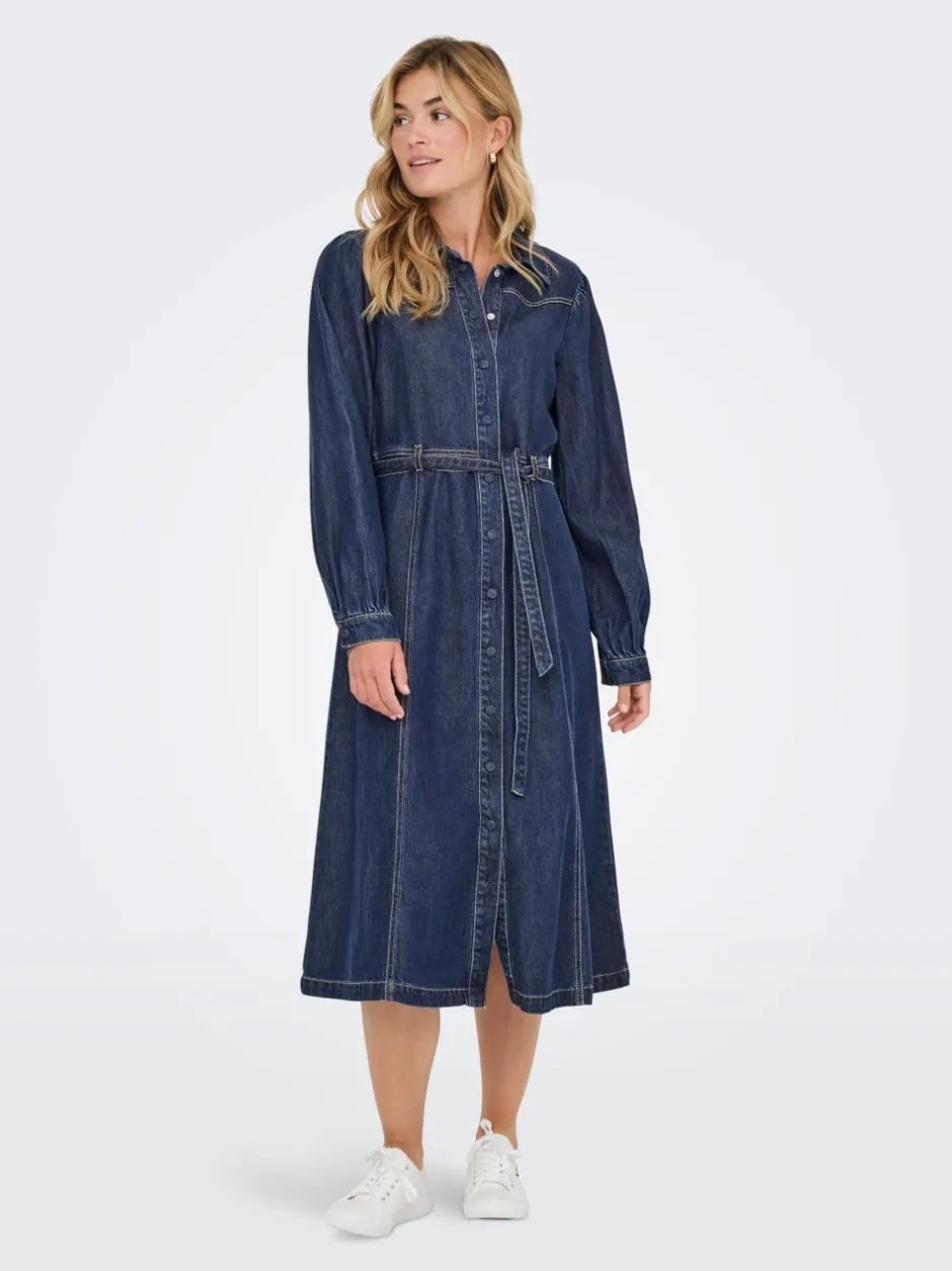 Clearance ONLJULIE Midikjole Dame Kjoler|Double Denim