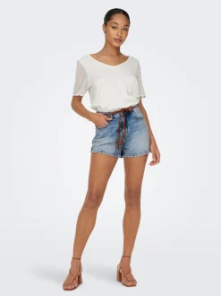 New ONLKELLY Høj talje Regular fit Denim-shorts Dame Shorts|Double Denim