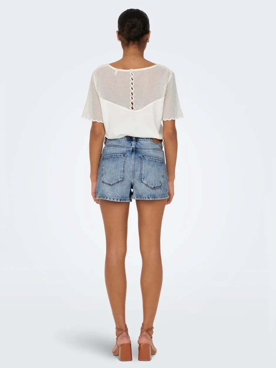New ONLKELLY Høj talje Regular fit Denim-shorts Dame Shorts|Double Denim
