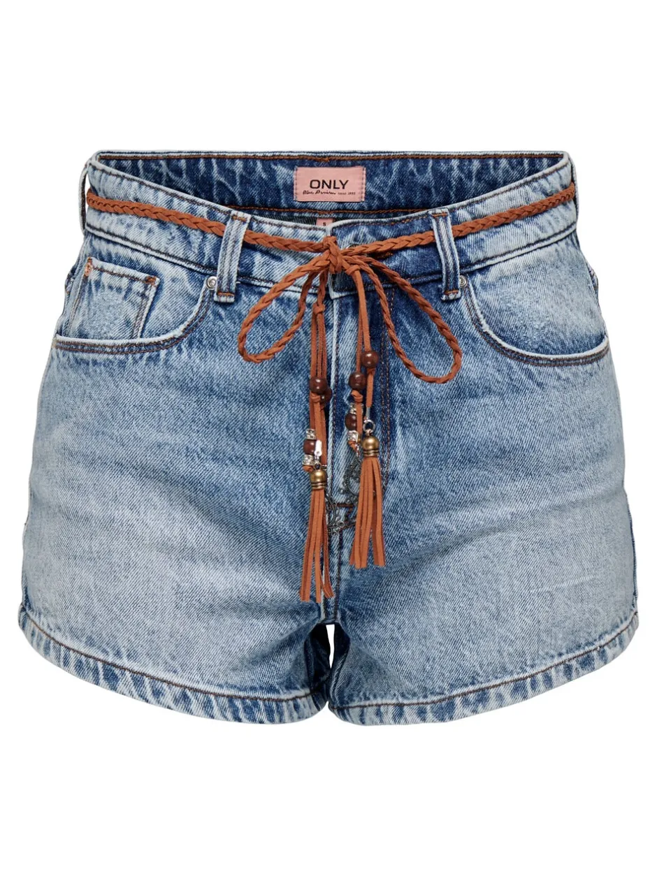 New ONLKELLY Høj talje Regular fit Denim-shorts Dame Shorts|Double Denim