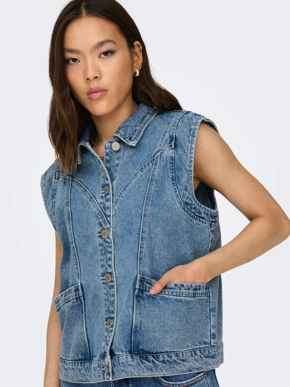ONLKENNEDY Denimvest Dame Jakker Og Frakker|Double Denim