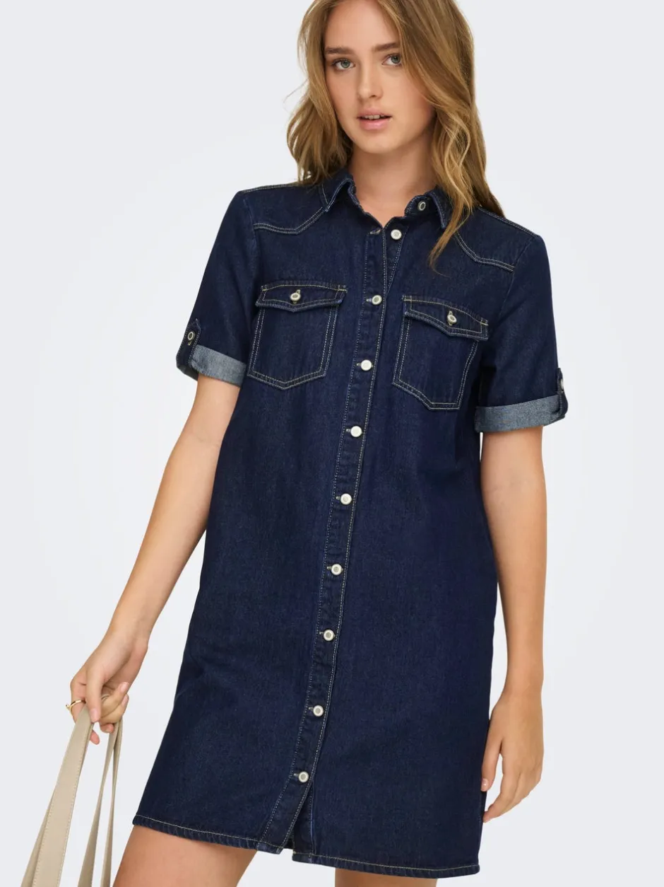 Clearance ONLLISA Kort kjole Dame Kjoler|Double Denim