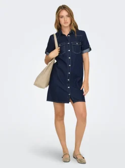 Clearance ONLLISA Kort kjole Dame Kjoler|Double Denim